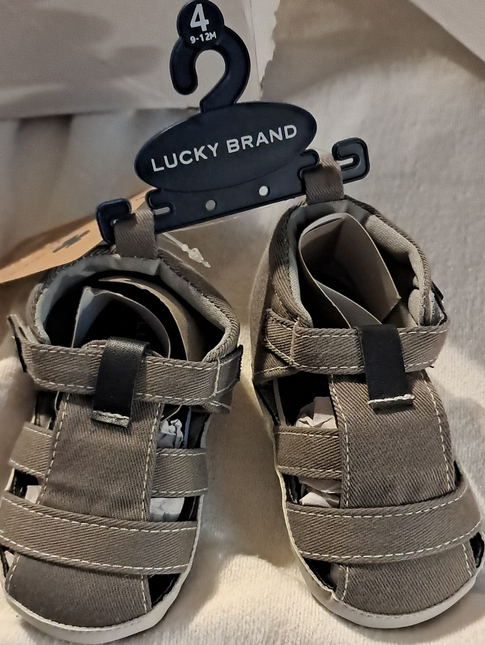 Lucky Brand Gray Canvas Baby Walker Sandals